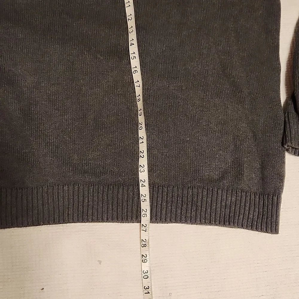 L.L.Bean gray Quater Zip 1/4 zip  Cotton knit sweater Sz L